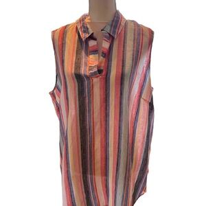 Chicos Linen Striped Sleeveless Women's Tunic